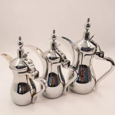 China Good Quality Modern Arabic Gold Silver Teapot Stainless Steel Dallah Coffee Pot for sale