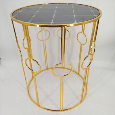 China Art Metal modern decorative table living room sofa corner furniture metal mirror coffee table shop decoration for sale