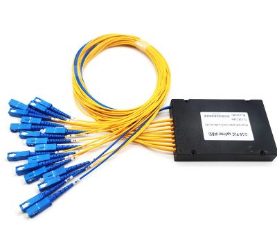 China Low Insertion Loss Cassette Splitter UPC APC Splitter 1x4 1x12 1x8 PLC Splitter 1x4 1x12 1x8 SC Type In ABS BOX FTTH 2.0mm Fiber Optic Splitter for sale