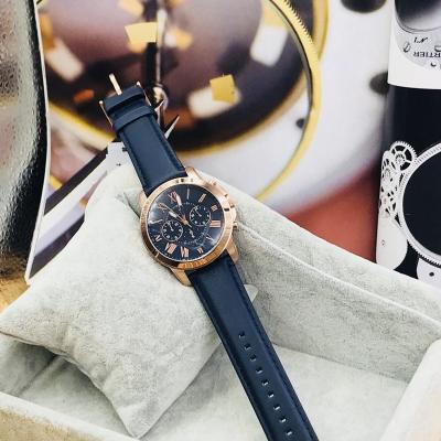 China High Quality [Original] Mens Stainless Steel Quartz Orologio Navy Leather Wristwatches Chronograph Dress Designer Black Watch 44mm for sale