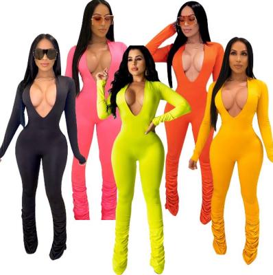 China Latest Design New Arrivals QUICK DRY Women Stacked Jumpsuit Pants And Rompers Long Sleeve Jumpsuits for sale