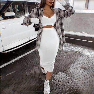 China New Arrival Breathable Elegant Women Two Piece Set Midi Dress Bodycon Breathable Elegant Long Sleeve Clothing for sale