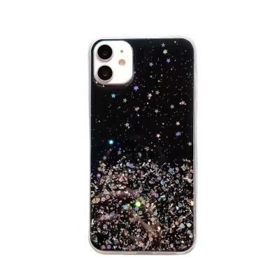 China Anti-drop For iPhone 12 13 pro sx Max Glitter Case Crystal Clear TPU Silver Paper Glossy Soft Epoxy Case For iPhone for sale