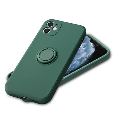 China Anti-drop liquid silicone soft microfiber phone case provide full protection and convenience ring for iPhone 11 for sale