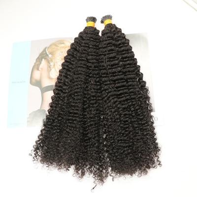 China Water Wave Raw Unprocessed Indian I Tip Curly Hair Extensions Cuticle Aligned Micro Bond Keratin I Tip Curly Hair for sale