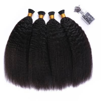 China Wholesale Curly Curly Straight Straight I Tip Hair Extension 100% Virgin Hair Micro Link Hair Extension For Black Woman for sale