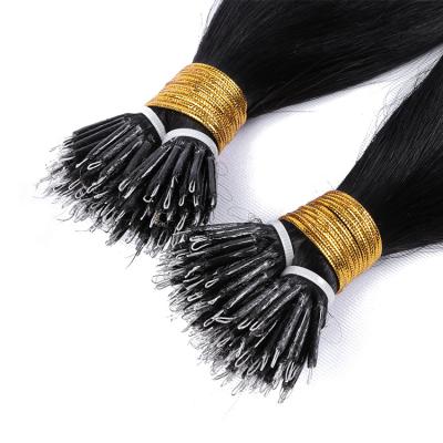 China 100% Indian Hair New Arrival Wave Ring Hair Virgin Silky Straight Natural Black Nano Cuticle Extension No Mixed Ring Loop Nano Hair Extensions for sale