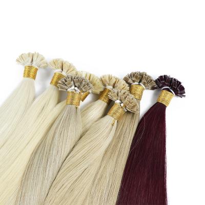 China Double Drawn 100% Russian Hair Tip Keratin Wave Hair Extension Silky Straight Unprocessed Extensions for sale