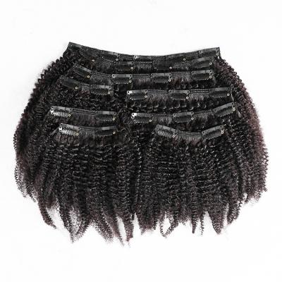 China Afro Natural Wave Color 7pcs 8pcs Per Set 4B 4C Mongolian Curly Clip In 100% Ins Hair Extensions Hair Clip for sale