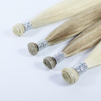 China Fashion 12A New Wave Fashion 12A Black Brown Genius Hair Extensions Thinner Single Hand Tied Genie Weft Silky Straight Blonde Weft for sale