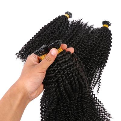 China Wholesale Afro Curly Wave Hair Virgin Hair Extensions Extensions I Tip 12A Unprocessed Virgin Hair for sale