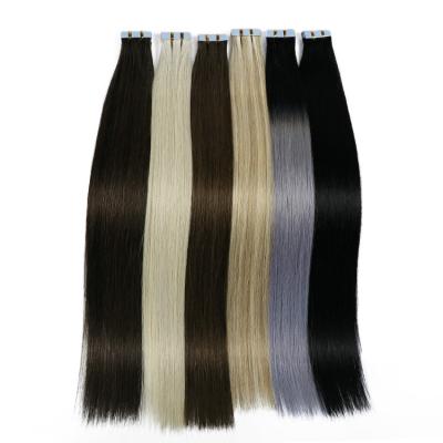 China Silky Straight Wave 4*1cm Remy Double Drawn Russian Invisible Tape In Hair Extension for sale