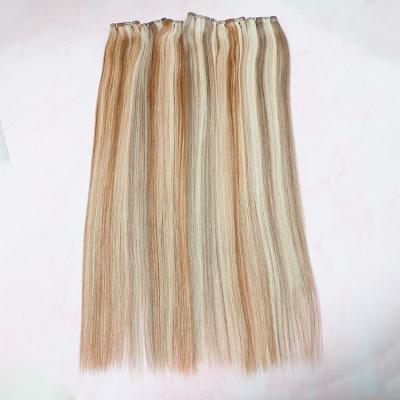 China 12A Virgin Russian Clean Human Double Drawn Blonde Balayage Hair Extensions Seamless Invisible Weft Extensions for sale