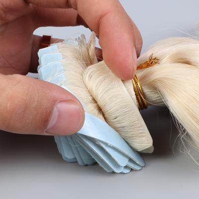 China Straight Bone Virgin Cuticle Aligned Hair Extension Tape In 100% Natural Raw Russian Hair Invisible Tape In Hair Extension for sale