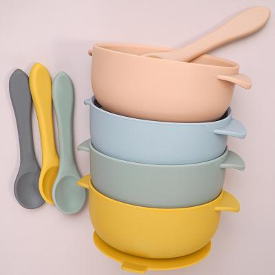 China BPA Free Wholesale Silicone Baby Silicone Suction Feeding Set Non-Toxic BPA Free Bowl For Baby Food Grade Silicone Tableware for sale