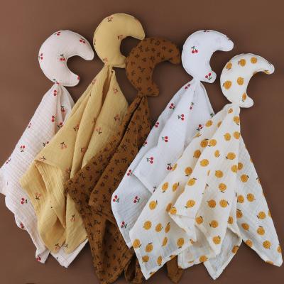 China Anti-Static Organic Pure Moon Cloth Plain Towel Towel Cotton Baby Safety Blanket Hanging Toy for sale