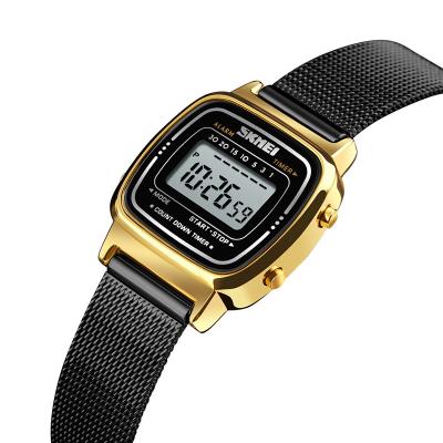 China Skemi Casual Thin Steel Mesh Alarm 1252 Digital Watch For Men for sale