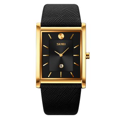 China Factory Wholesale SKMEI 9256 Quartz Watch Waterproof Luxury Square Leather Men's Casual Wristwatches for sale