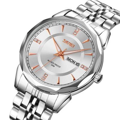 China SKMEI 9268 Stainless Steel Waterproof Silver Watch For Men Business Men's Waterproof Luxury Simple Watches for sale