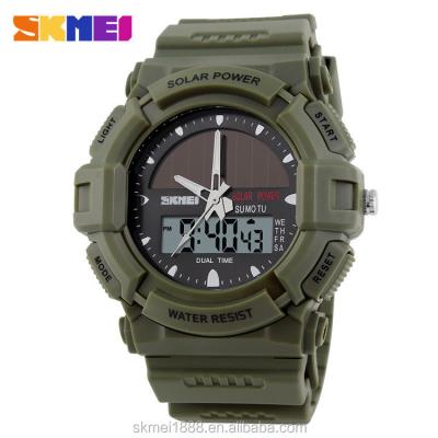 China Wholesale Automatic skmei #1050 Dual Time Date Solar Sport Watches Mens Water Resistant Digital Watches for sale