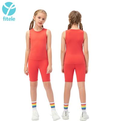 China Breathable Baby Sports Cotton Gaiters Sets Wholesale White Tank Top Gym Pants Kids Grow Wear Kids Sportswear For Girl for sale