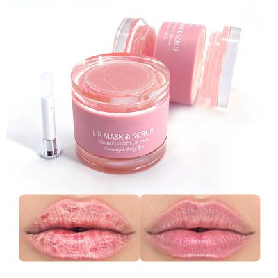 China Custom Logo Lip Scrub Overnight Moisturizer Gel Lips Cream Moisturize Collagen Care Lip Mask With Brush for sale