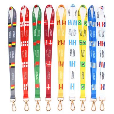 China Sports Country Flag Neck Lanyard Strap Lanyard Strap Sublimation Polyester Mental Buckle Hook Customized Lanyard for sale