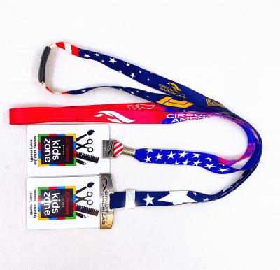 China Promotion Item Design Beautiful Transfer Printing Polyester Lanyards Thermal Card Holder Neck Lanyard With Case for sale