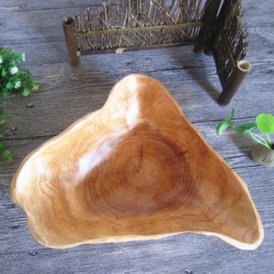 China Sustainable Handmade Natural Root Carving Bowl Fruit Salad Bowl Creative Wooden Bowl for sale