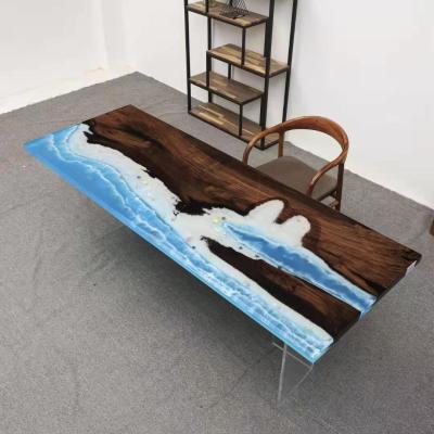 China River Antique Wood Table Top Table Slab Epoxy Resin Wood Transparent Table for sale