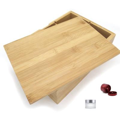 China Large sustainable bamboo stash box combined with grinder, stash jars for sale