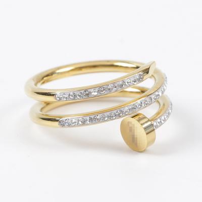 China CLASSIC Luxury Jewelry Women Fashion 18k Gold Plated Wedding Diamond Ring Adjustable for sale