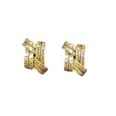 China High quality classic retro irregular titanium stud earrings trend temperament letter ladies earrings for sale