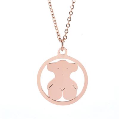 China New Fashion Ladies CLASSIC Cute Titanium Steel Bear Necklace Cute Soft Hollow Pendant for sale