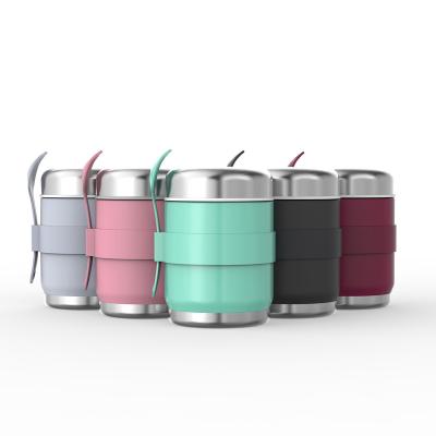 China Sustainable 16oz Customized Colors Double Wall Stainless Steel Thermos Food Jar for sale