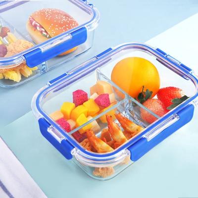 China Eco Friendly Freshness Preservation Borosilicate Glass Food Lunch Bento Box Containers For With Leak Proof Lid for sale