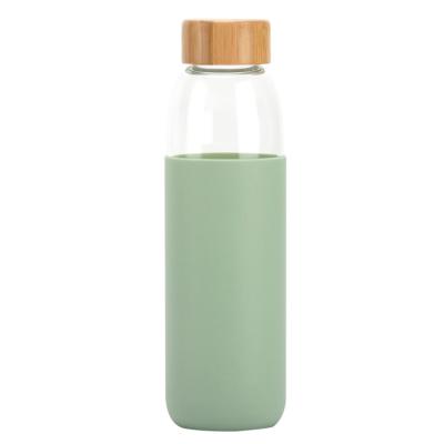 China Best Price Viable Color Customized Single Wall Glass Waterbottle With Silicone Sleeve for sale