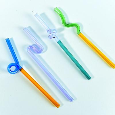 China China Health Drinking Glass Straw , Recycle Glass Straw Special Shaped Glass Pipett for sale