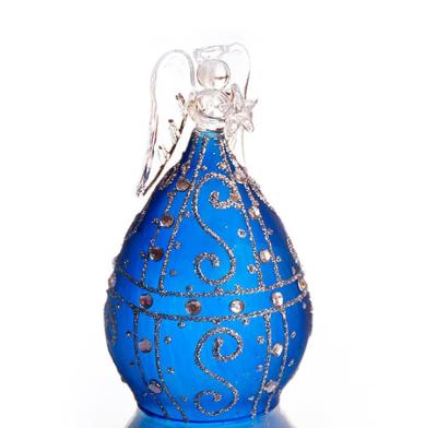 China Europe Blue Angel Shape Prayer Glass With Pearl for sale