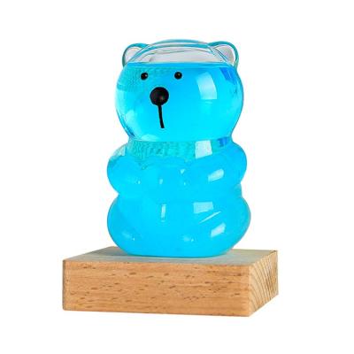 China Creative Europe Bear Modeling Storm Glass With Wooden Tray Weather Stations for sale