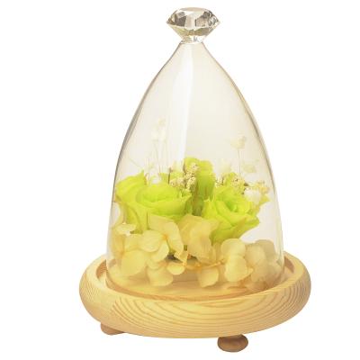 China Handmade Europe Diamond Glass cover with wooden base for sale