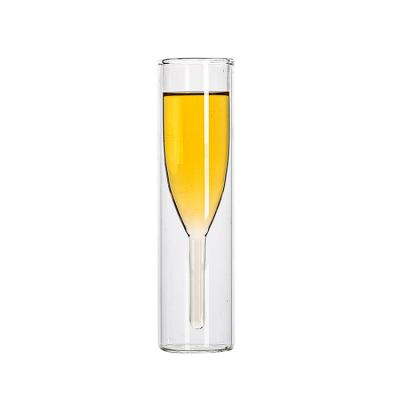 China Custom logo high borosilicate pyrex seaside creative drinking glass Champagne Glasses Wine Glass Cocktail double creative for sale