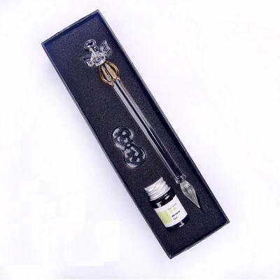 China Angel Glass Dip Pen With Ink China Calligraphy Popular Gift Pen Shape For Write for sale