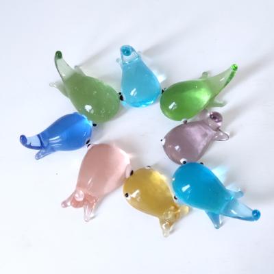 China China Hot-selling Whale Shaped Glass Dip Pen Holder For Desktop Art Craft Decor 4cm for sale