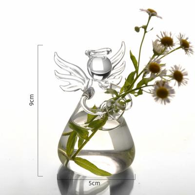 China Angel Shaped Hydroponic Vase Desktop Plant Vases Flower Table Decoration Minimalist Glass Vase Flowers for sale