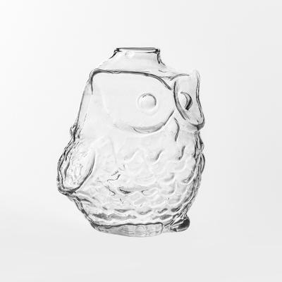 China Beautiful Flower Owl Plant Handmade Vase Minimalist Glass Mini Vase Container for sale