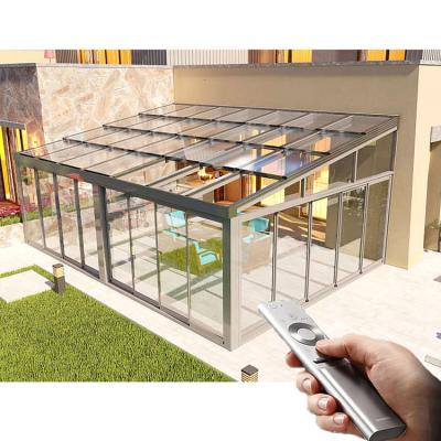 China Contemporary Roof Design Porch Shearbone Oblique Fence Winter Garden Aluminum Sunroom Windows for sale