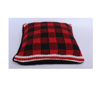 China Others good quality red and black squares knitted pillow case for pillow cover for sale