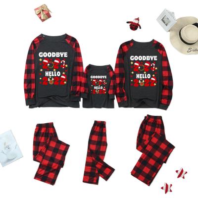 China 2022 Parent-child Christmas QUICK DRY Pajamas Plus Size Family Matching Outfits New Year Plaid Long Sleeve Pajamas Set Mom Dad Kids Clothes for sale