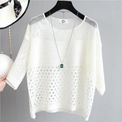 China Anti-wrinkle Spring Women Sweaters New Fashion Bat Sleeve Loose Pullovers Casual Hollow Out All-match Women Tops Slim Knitting Female for sale